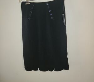 A. Byer Black Midi Skirt with Button Accents
